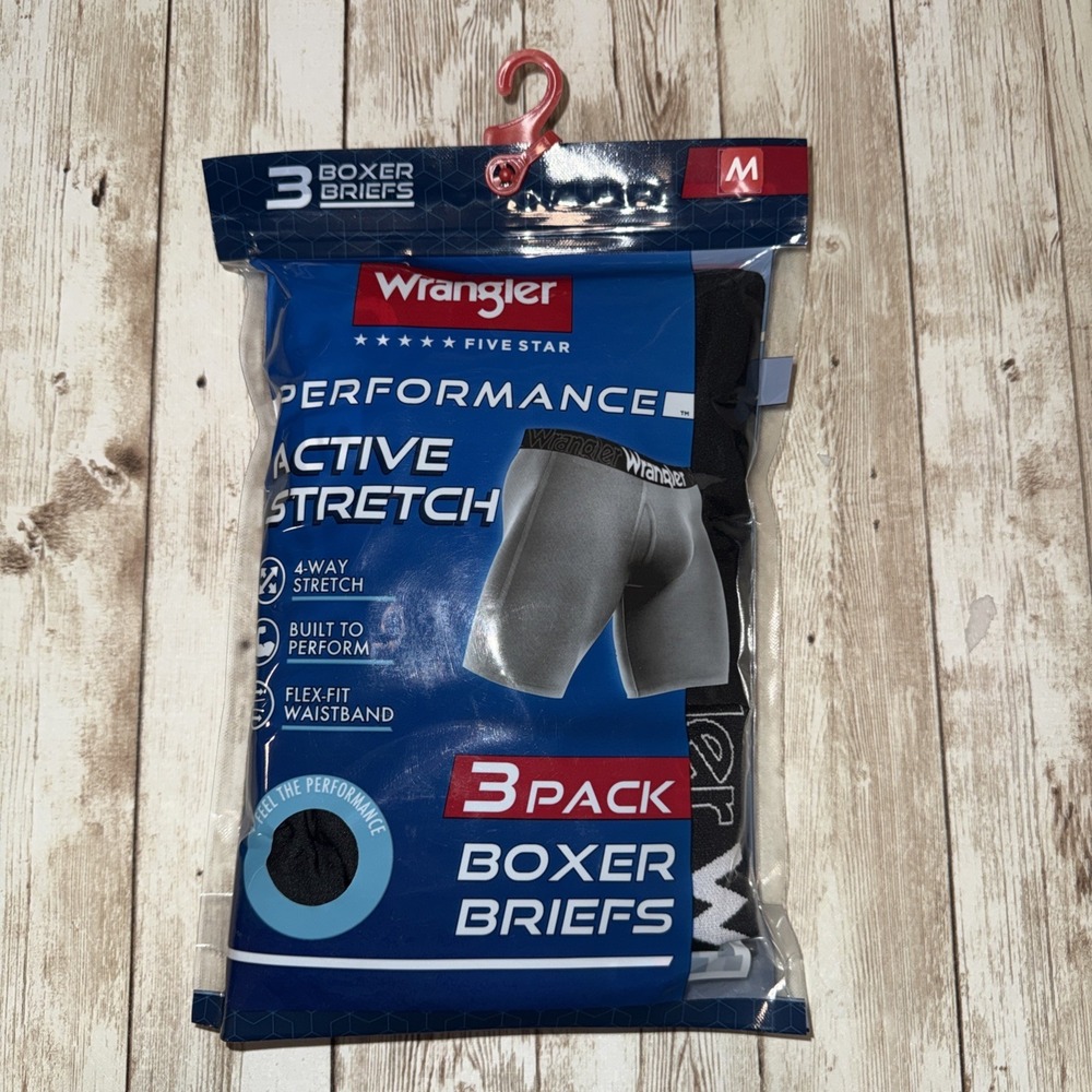 Wrangler Performance Active Stretch Size Medium 3 Pack Men's Boxer Briefs New